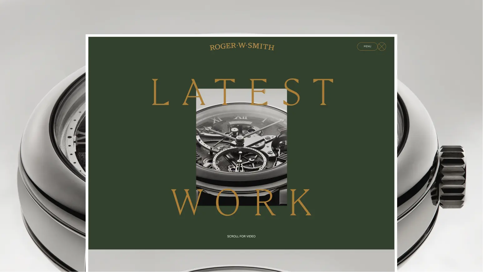 Roger W Smith website shown with watch imagery